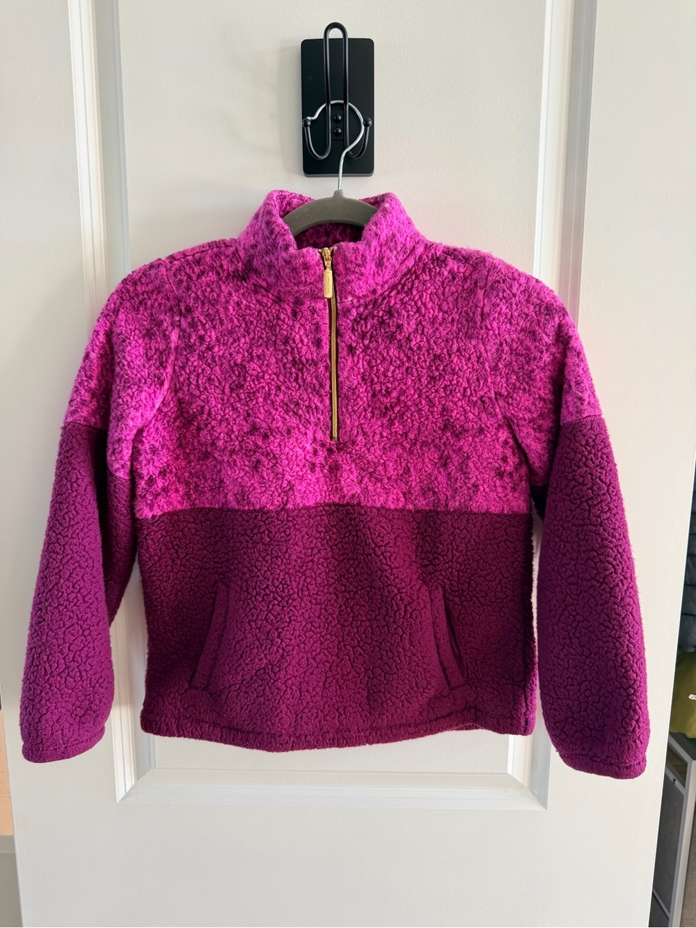 Lilly Pulitzer Girls L (8-10) Magenta Sherpa Quarter Zip Pullover Fleece